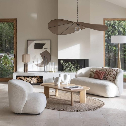 LISETTE Sofa aus Bouclé - Creme