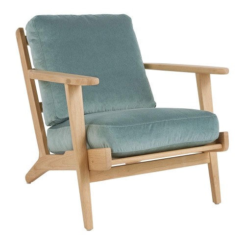 Fauteuil JULES en velours - Bleu céladon