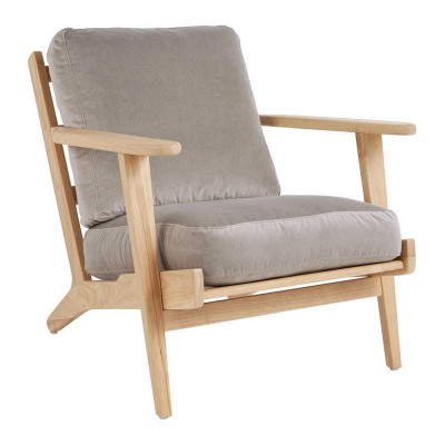 Sillón de terciopelo JULES - Gris perla Blanc d Ivoire