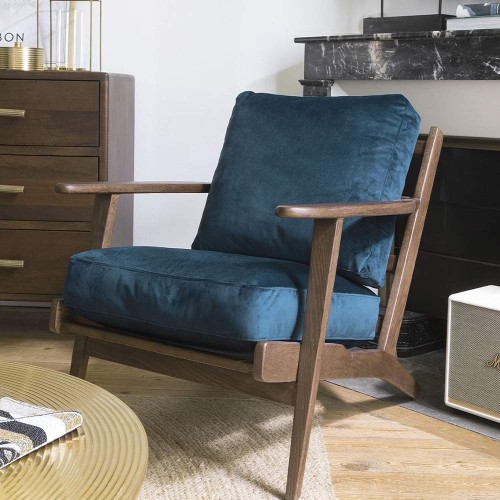 JULES fluwelen fauteuil - Middernachtblauw