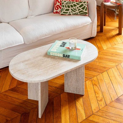 Oval travertine coffee table Them