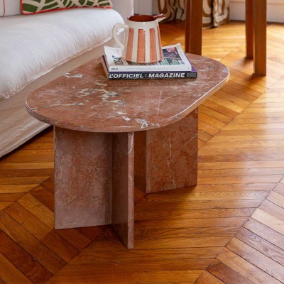 Mesa de centro ovalada de mármol coral Them