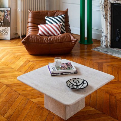 Quadratischer Couchtisch aus Travertin Them