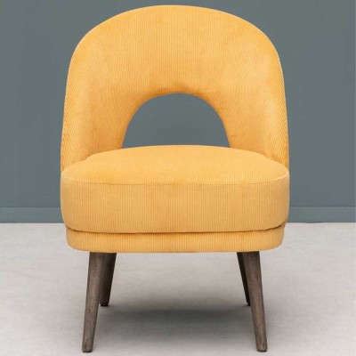 Fauteuil côtelé ocre Cyrus 2