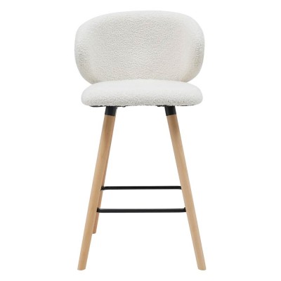Tiago bar chair white bouclette wool effect fabric Moodntone