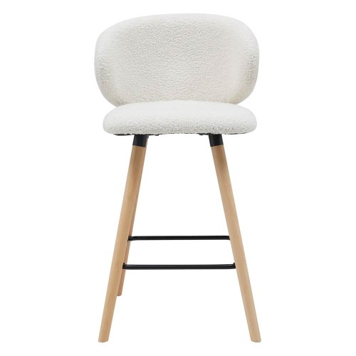 Tiago bar chair white bouclette wool effect fabric