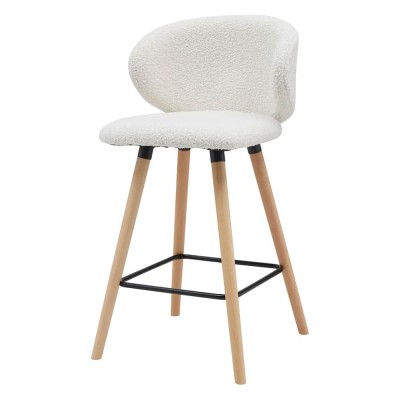 Tiago bar chair white bouclette wool effect fabric 2