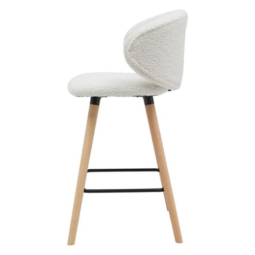 Tiago bar chair white bouclette wool effect fabric