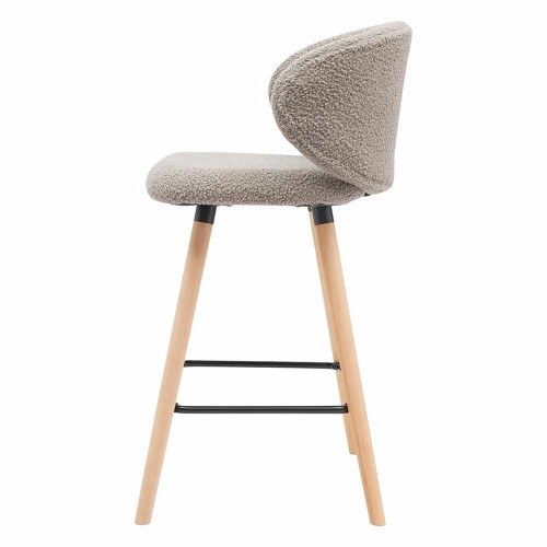 Tiago bar chair in taupe bouclette wool effect fabric