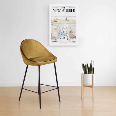 Chaise de bar Maya velours ocre Moodntone