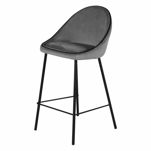 Chaise de bar Maya velours anthracite