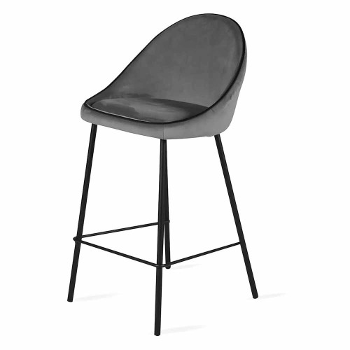 Maya anthracite velvet bar chair
