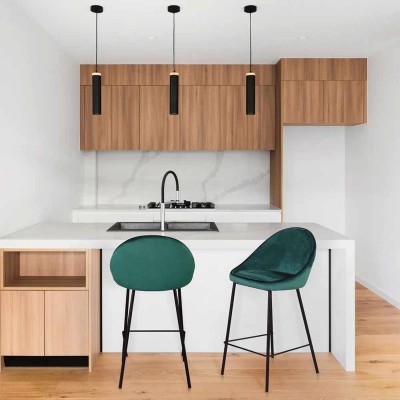 Silla de bar de terciopelo verde pato Maya Moodntone