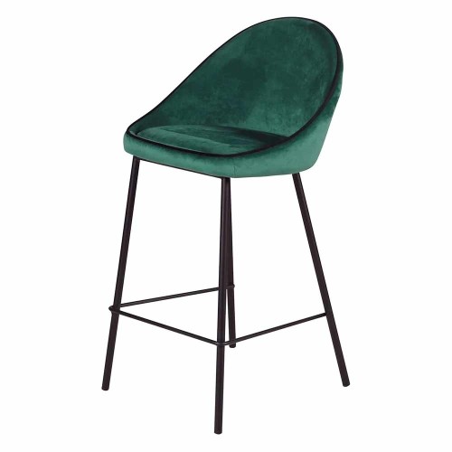 Chaise de bar Maya velours vert canard