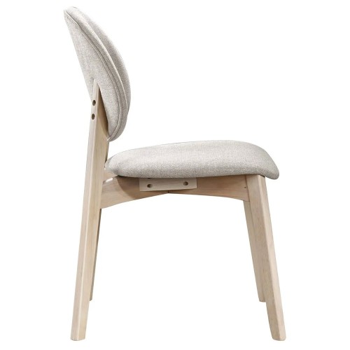 Sedia da pranzo Celia in tessuto grigio chiaro con gambe in rovere