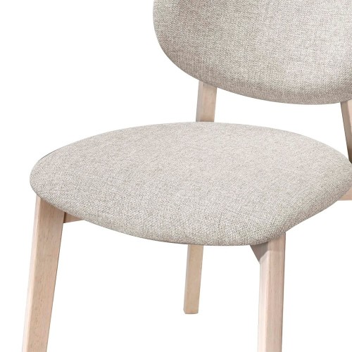 Silla de comedor Celia de tela gris claro con patas de roble