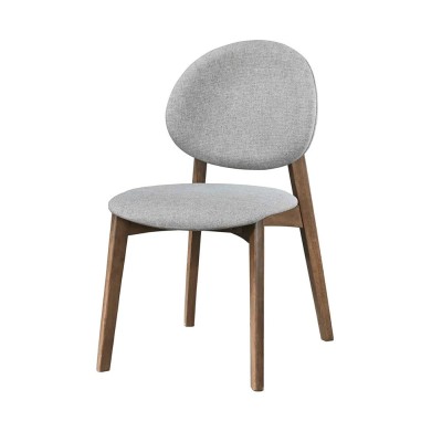 Celia dining chair in light grey fabric with walnut legs 2