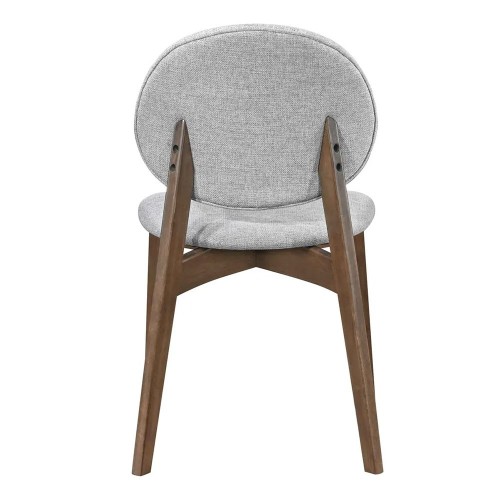 Celia dining chair in light grey fabric with walnut legs