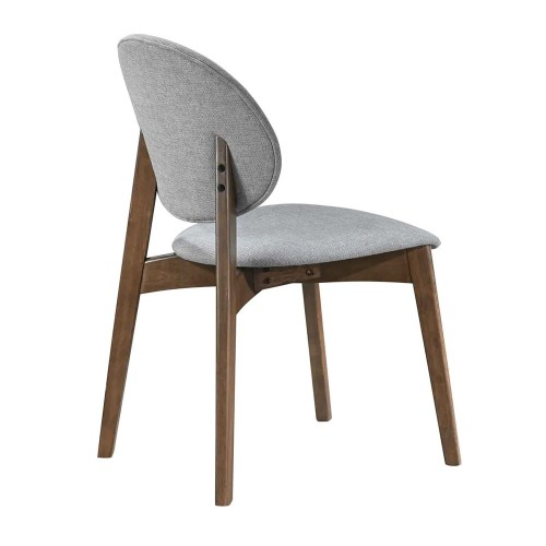 Celia dining chair in light grey fabric with walnut legs