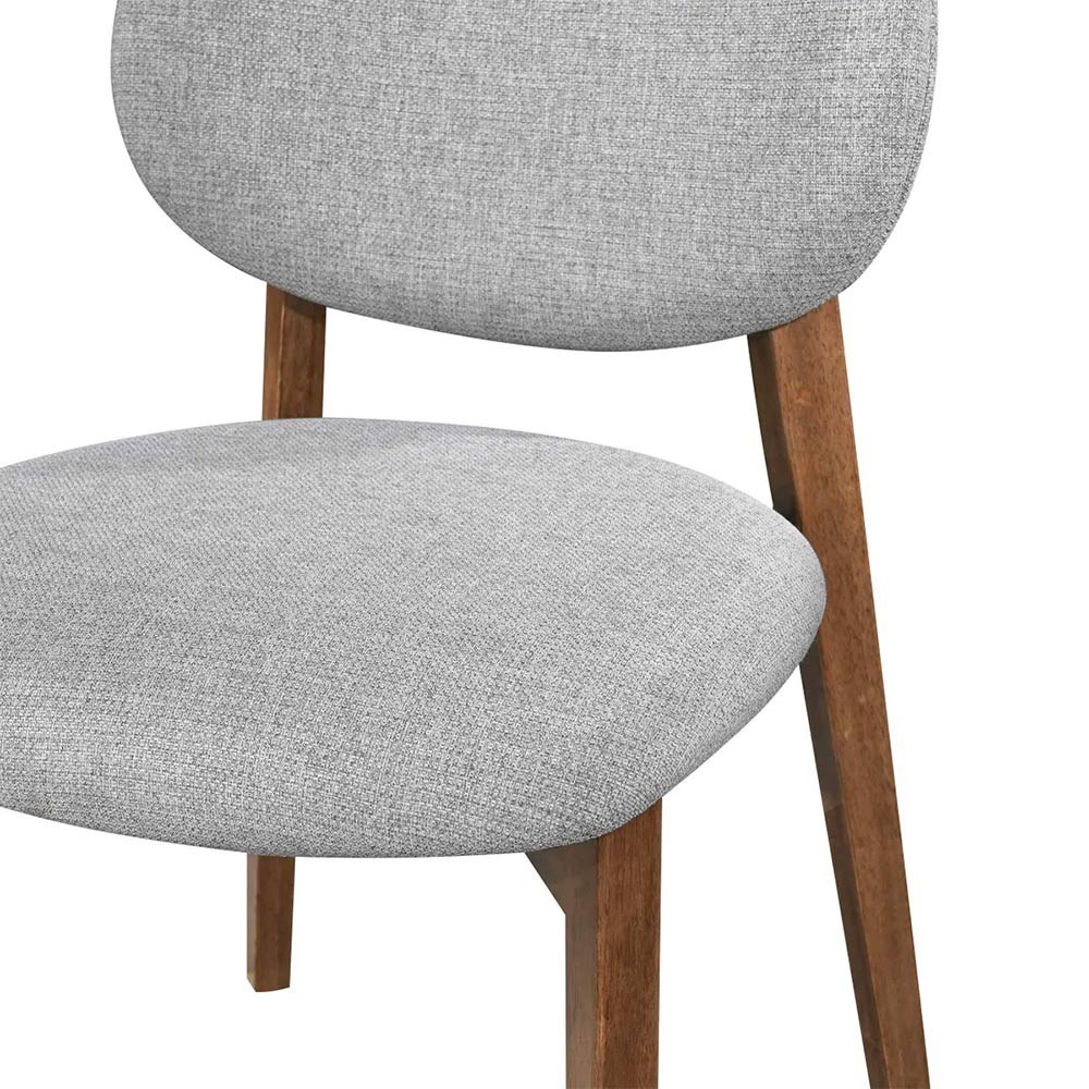 Chaise repas Celia tissu gris clair pied noyer