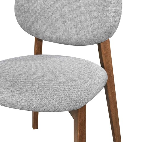 Celia dining chair in light grey fabric with walnut legs