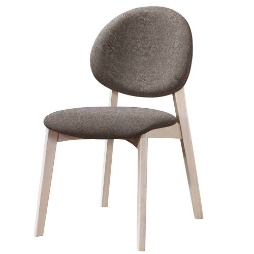 Silla de comedor Celia de tela marrón claro con patas de roble