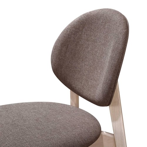 Sedia da pranzo Celia in tessuto marrone chiaro con gambe in rovere