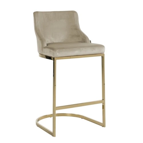 Bolton stool khaki velvet / gold fire retardant
