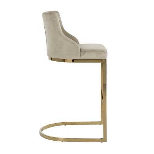 Hocker Bolton khaki velvet / gold fire retardant