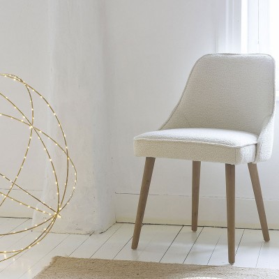 Chaise MARCUS en bouclette - Crème Blanc d Ivoire