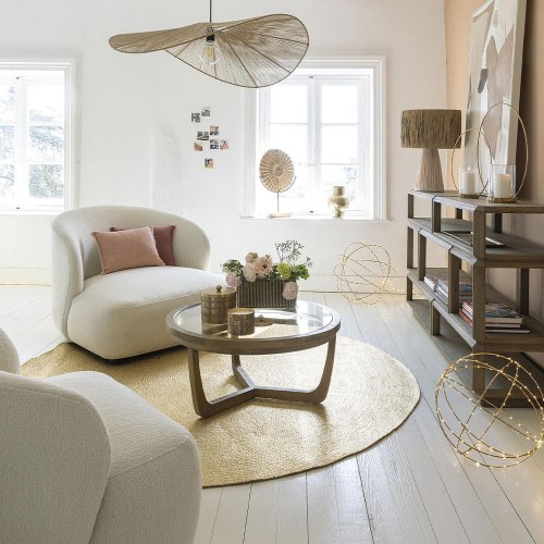 Fauteuil LISETTE large en bouclette - Crème