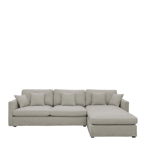 ANGIE reversible sofa-bed in linen mix - Light grey