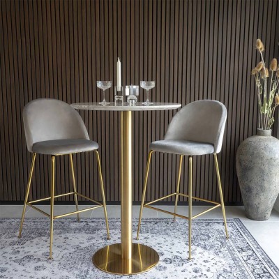 Lausanne bar chair - grey/gold velvet House Nordic