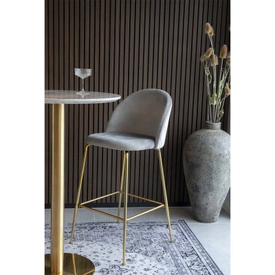Lausanne bar chair - grey/gold velvet 2