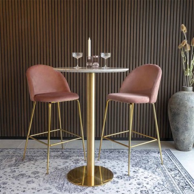 Silla de bar Lausanne - terciopelo rosa/oro House Nordic