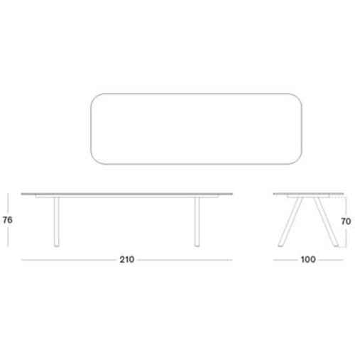 Tavolo da pranzo Kodo 210×100 cm - Grigio fossile / Selce