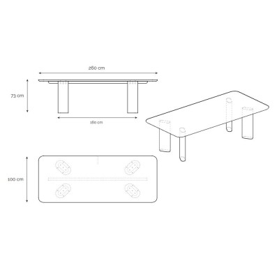 Mesa de comedor Victoire - 260 - Madera lacada color crema 2