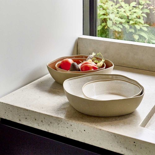 Bol de service Primeval L 36,3 x W 33 x H 10 cm gris clair