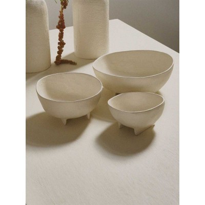 Set x 3 Trulli kommen - L 16/20/26 x B 15,5/21,5/27 x H 8/10/10 cm - gebroken wit Pomax