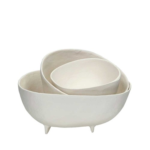 Set x 3 bols Trulli - L 16/20/26 x W 15,5/21,5/27 x H 8/10/10 cm - blanc cassé