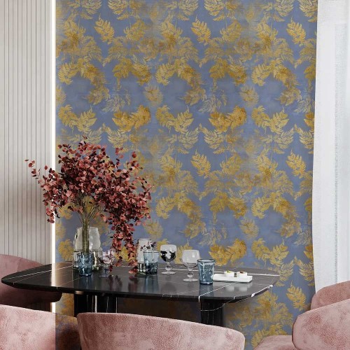 Carta da parati in foglia d'oro 192cm x 270cm - blu ( DA COMPLETARE PA)