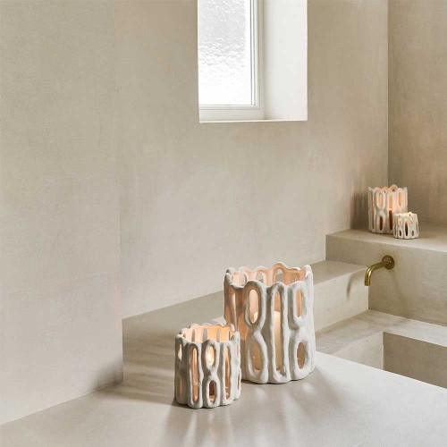 Vaso per candele Cadiz DIA 19x H 22 cm - Bianco