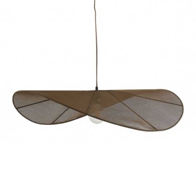 Lampada a sospensione ALBA in tessuto marrone 2
