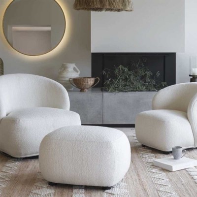 Pouf LISETTE in bouclette - Crema 2