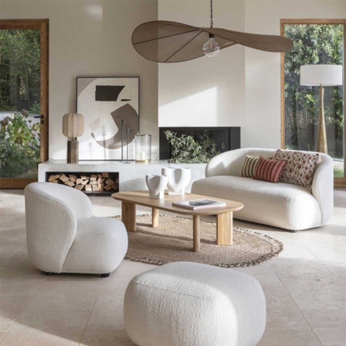 Pouf LISETTE in bouclette - Crema