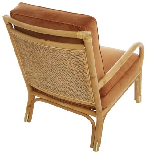 Fauteuil RIVIERA van rotan en fluweel - oker