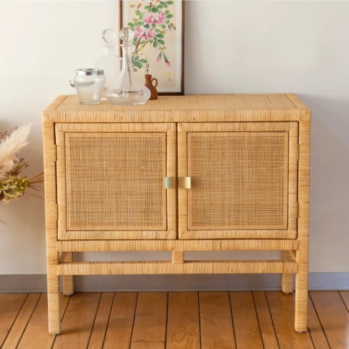 Credenza a 2 ante in rattan e canna SAIGON