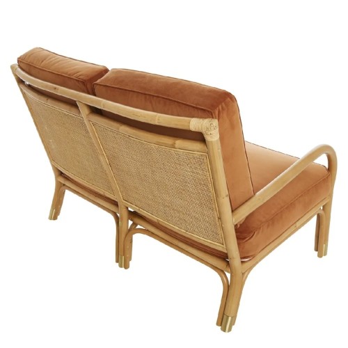 Rattan and velvet 2-seater sofa RIVIERA