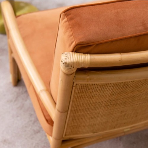 Rattan- und Samtsofa 2-Sitzer RIVIERA