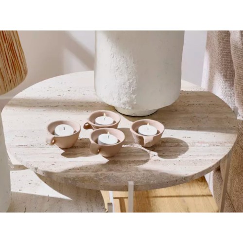 TREVI - tafelblad - travertin - DIA 55 x H 2 cm - ivoor